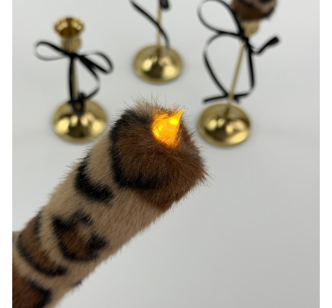 Leopard Faux Fur Taper LED Candle — Classic