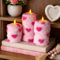 Lovecore Heart Faux Fur Pillar LED Candle