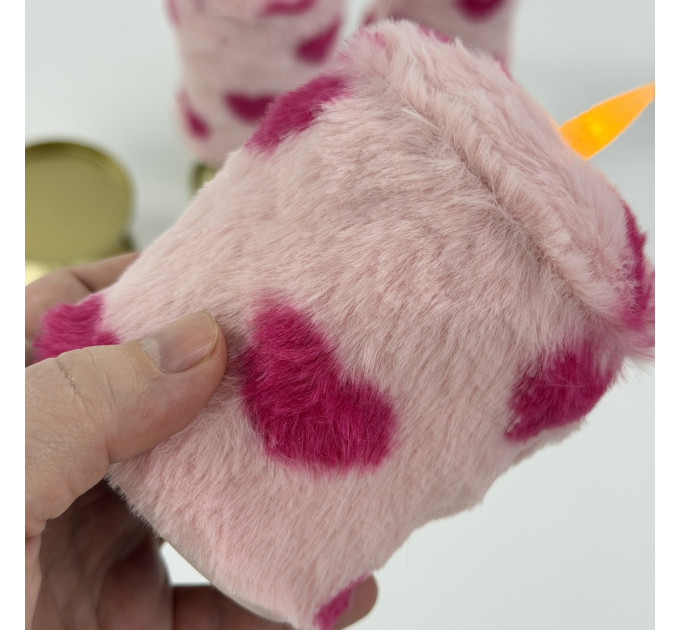 Lovecore Heart Faux Fur Pillar LED Candle