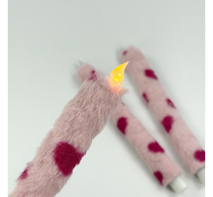Lovecore Heart Faux Fur Taper LED Candle