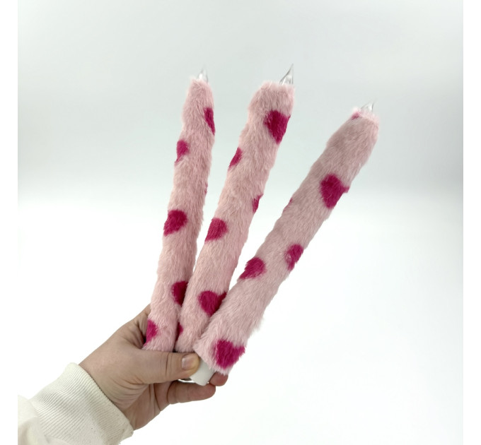 Lovecore Heart Faux Fur Taper LED Candle