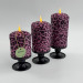 Pink Leopard Textile Pillar LED Candle