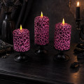 Pink Leopard Textile Pillar LED Candle