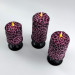 Pink Leopard Textile Pillar LED Candle