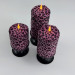 Pink Leopard Textile Pillar LED Candle
