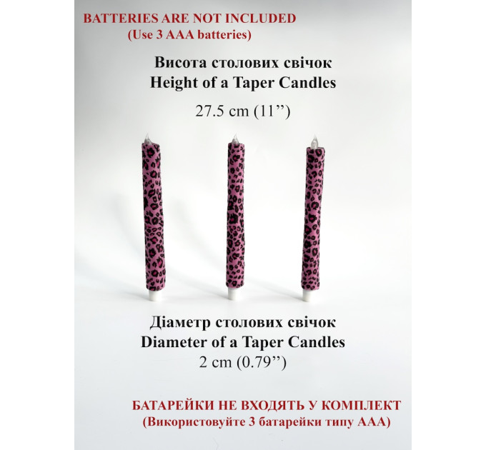 Pink Leopard Textile Taper LED Candle