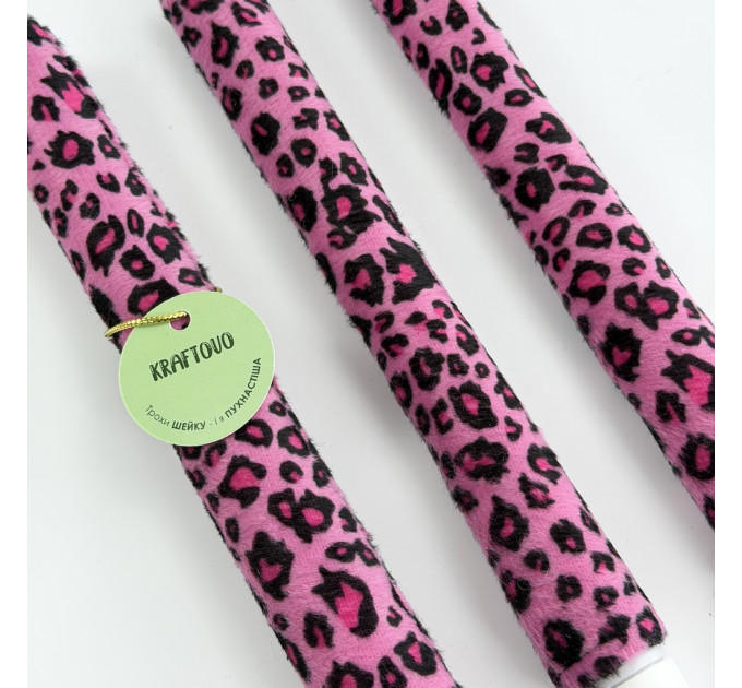 Pink Leopard Textile Taper LED Candle