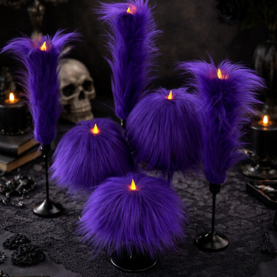 Purple Furry LED Pillar Candle — Funky