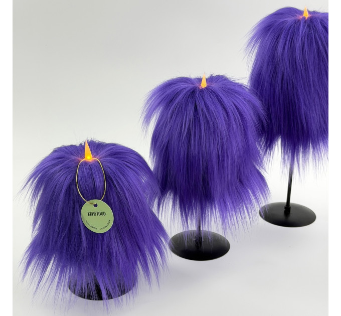Purple Furry LED Pillar Candle -Luxury