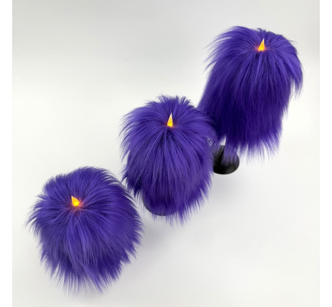 Purple Furry LED Pillar Candle -Luxury