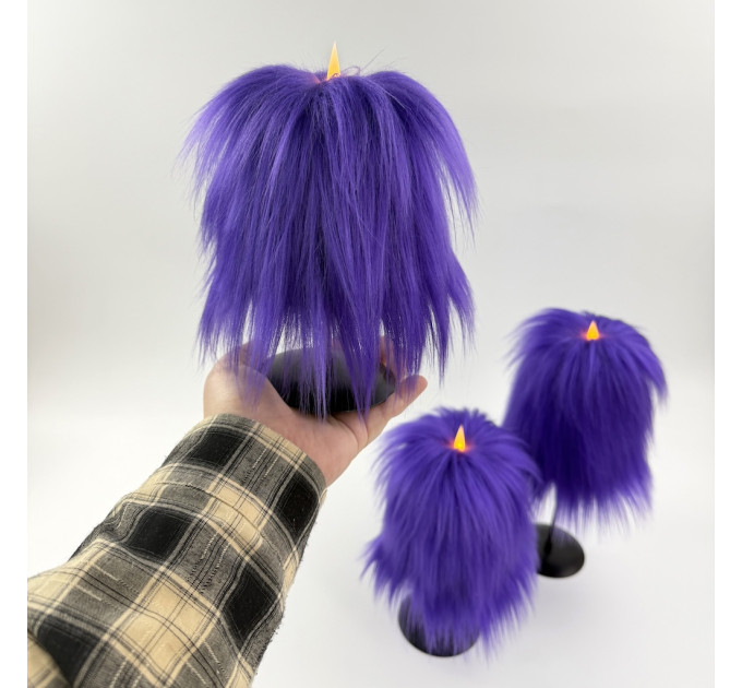 Purple Furry LED Pillar Candle -Luxury