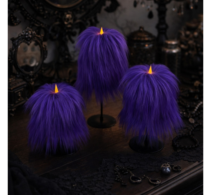 Purple Furry LED Pillar Candle -Luxury