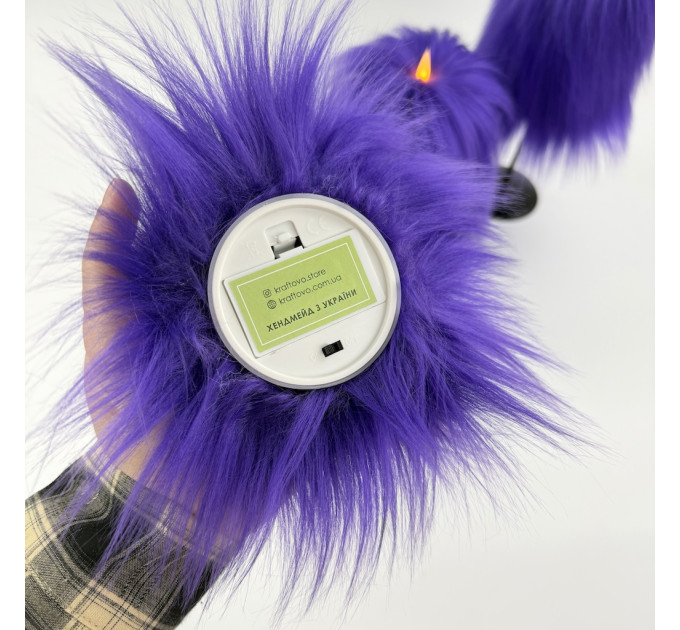 Purple Furry LED Pillar Candle -Luxury