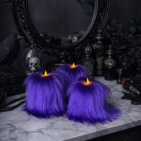 Purple Furry LED Pillar Candle -Luxury
