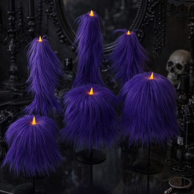 Purple Furry LED Pillar Candle -Luxury