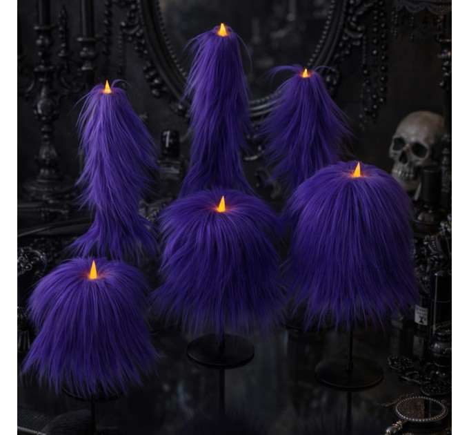 Purple Furry LED Pillar Candle -Luxury