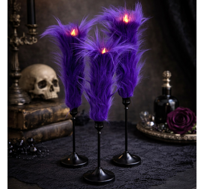 Purple Furry LED Taper Candle — Funky