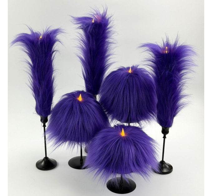 Purple Furry LED Taper Candle — Funky