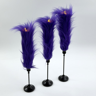 Purple Furry LED Taper Candle — Funky