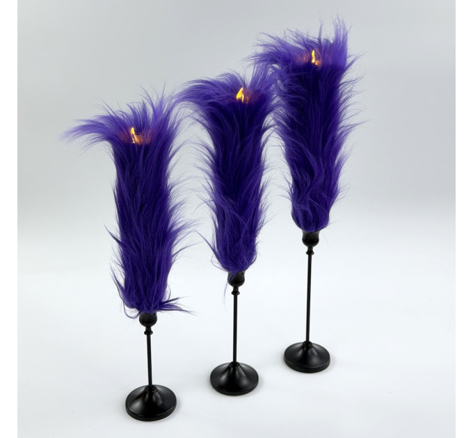 Purple Furry LED Taper Candle — Funky