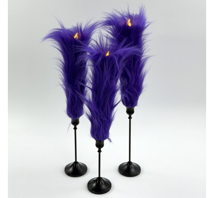 Purple Furry LED Taper Candle — Funky
