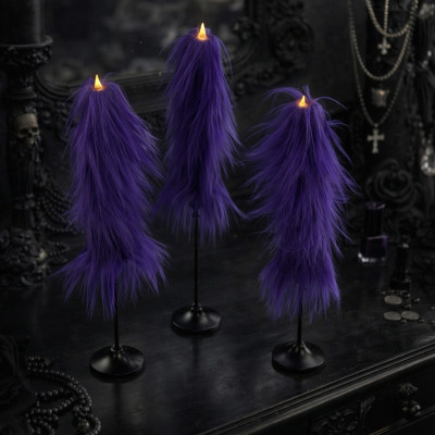 Purple Furry LED Taper Candle - Luxury