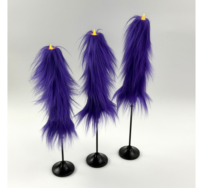 Purple Furry LED Taper Candle - Luxury
