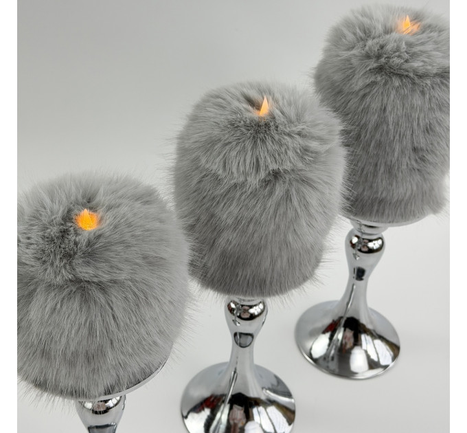 Rabbit Faux Fur LED Pillar Candle
