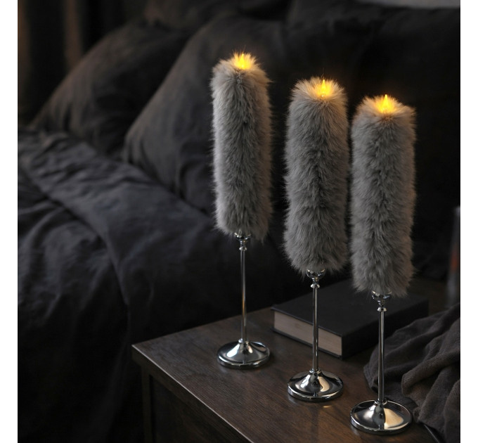 Rabbit Faux Fur LED Taper Candle