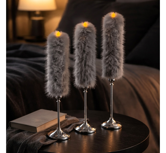 Rabbit Faux Fur LED Taper Candle
