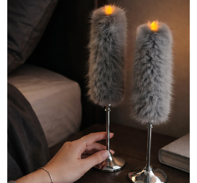 Rabbit Faux Fur LED Taper Candle