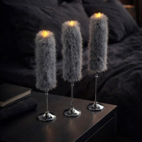 Rabbit Faux Fur LED Taper Candle