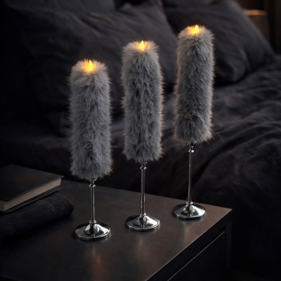 Rabbit Faux Fur LED Taper Candle