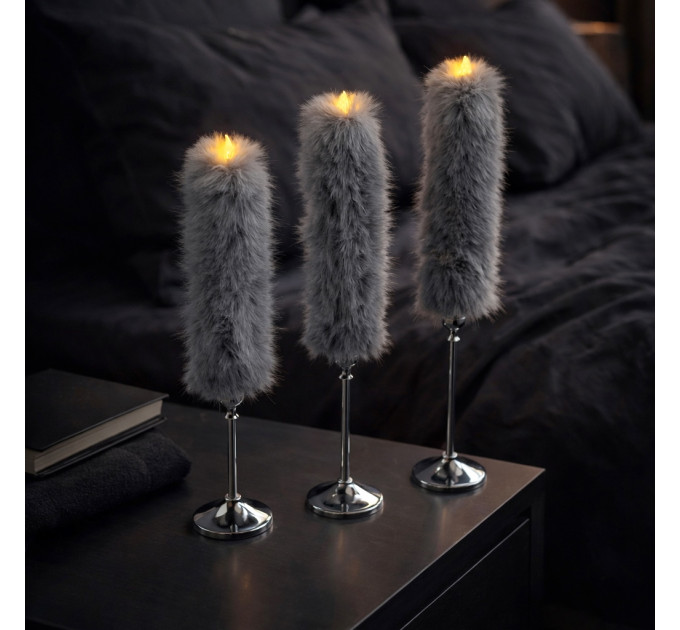 Rabbit Faux Fur LED Taper Candle