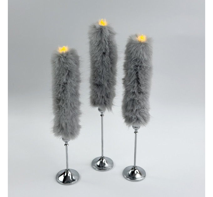 Rabbit Faux Fur LED Taper Candle