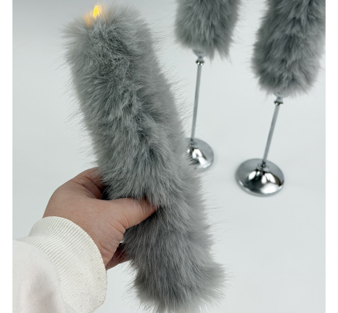 Rabbit Faux Fur LED Taper Candle
