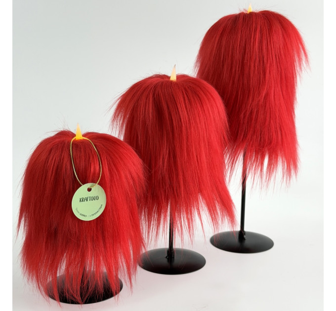 Red Furry LED Candle – Gothic Vampire Home Decor