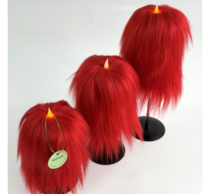 Red Furry LED Candle – Gothic Vampire Home Decor