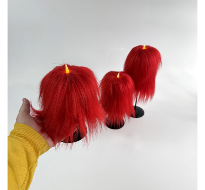Red Furry LED Candle – Gothic Vampire Home Decor