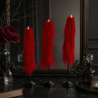 Red Furry LED Taper Candle - Luxury