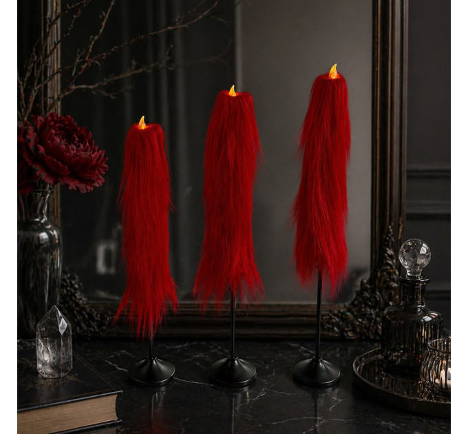 Red Furry LED Candle – Gothic Vampire Home Decor