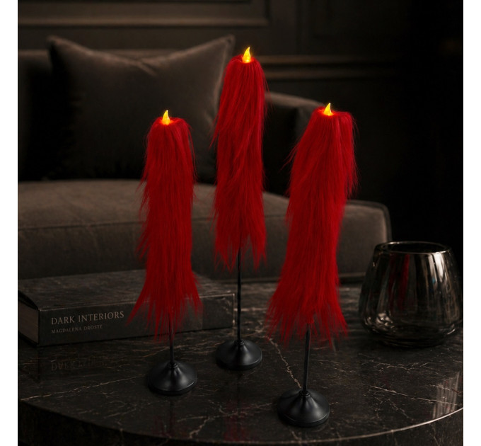 Red Furry LED Candle – Gothic Vampire Home Decor