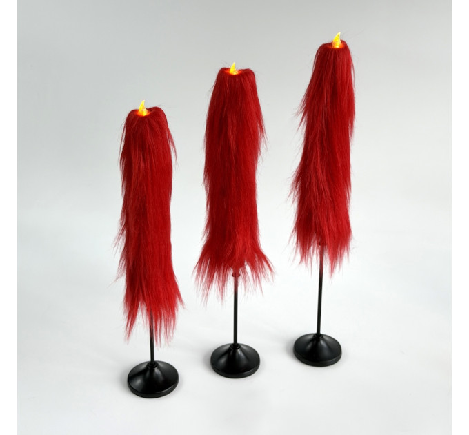 Red Furry LED Candle – Gothic Vampire Home Decor