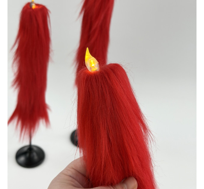 Red Furry LED Candle – Gothic Vampire Home Decor