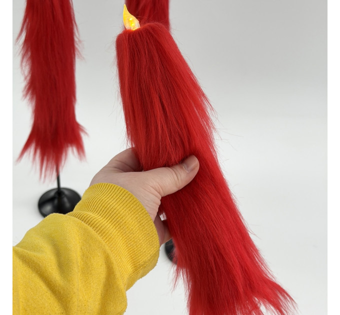 Red Furry LED Candle – Gothic Vampire Home Decor