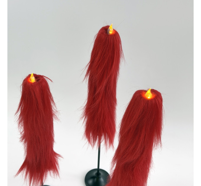 Red Furry LED Candle – Gothic Vampire Home Decor