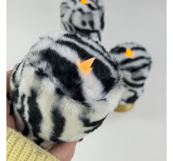 Zebra Faux Fur Pillar LED Candle