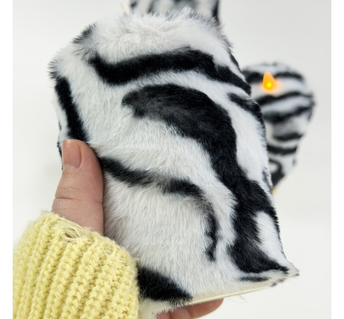 Zebra Faux Fur Pillar LED Candle