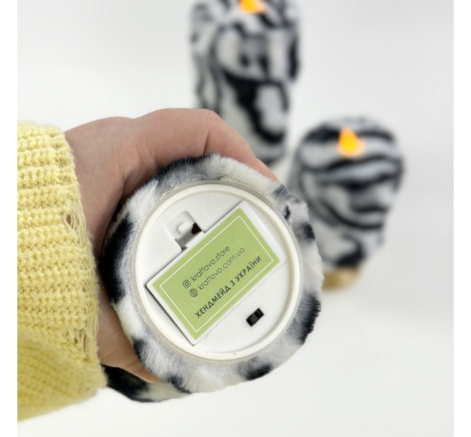 Zebra Faux Fur Pillar LED Candle