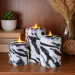 Zebra Faux Fur Pillar LED Candle